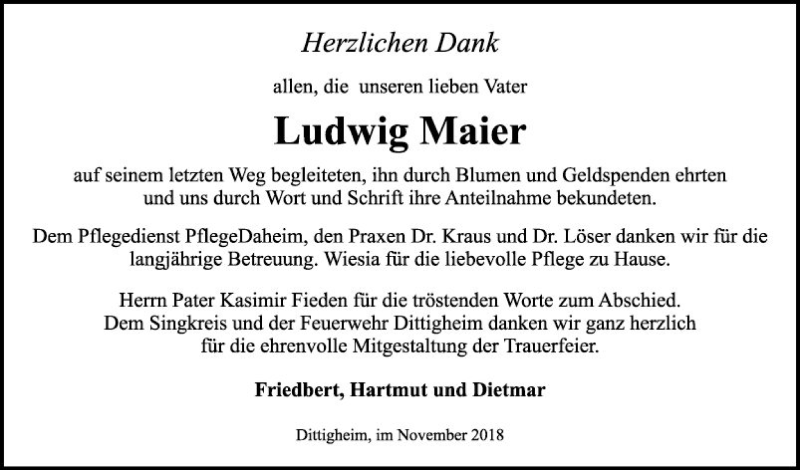 Traueranzeigen Von Ludwig Maier Trauerportal Ihrer Tageszeitung