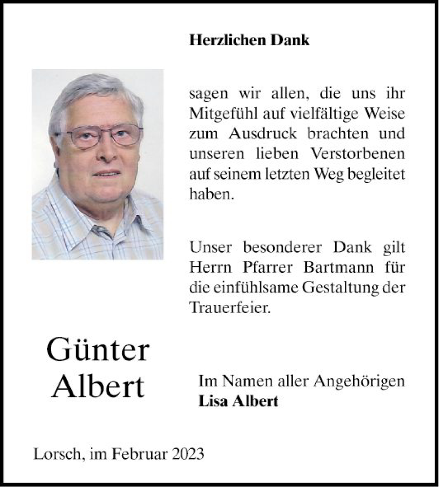 Traueranzeigen Von G Nter Albert Trauerportal Ihrer Tageszeitung