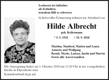 Traueranzeige von Hilde Albrecht 