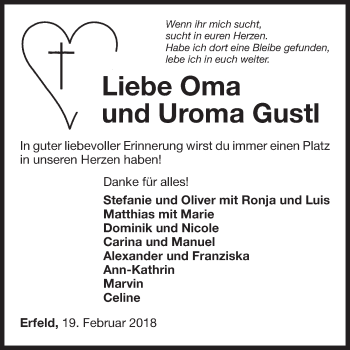 Traueranzeige von Augustina Hauk von Fränkische Nachrichten