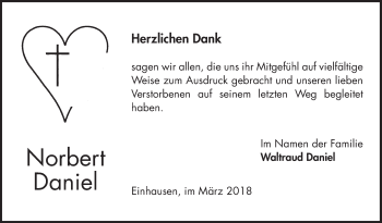 Traueranzeige von Norbert Daniel von Bergsträßer Anzeiger