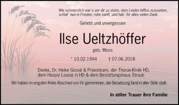 Traueranzeige von Ilse Uetzhöffer von Schwetzinger Zeitung