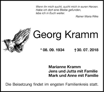 Traueranzeige von Georg Kramm von Mannheimer Morgen