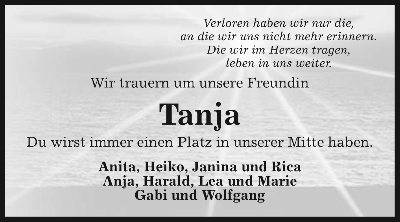  Traueranzeige für Tanja Kettner vom 23.10.2018 aus 