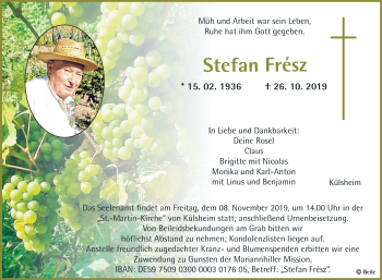 Traueranzeige von Stefan Frész 