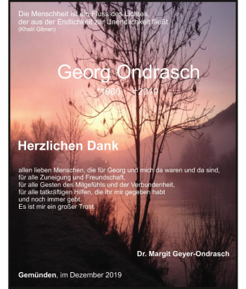 Traueranzeige von Georg Ondrasch von Fränkische Nachrichten