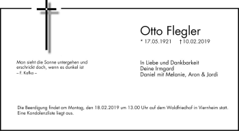 Traueranzeige von Otto Flegler von Mannheimer Morgen