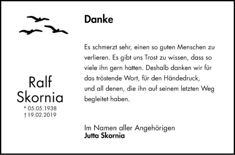  Traueranzeige für Ralf Skornia vom 30.03.2019 aus Südhessen Morgen