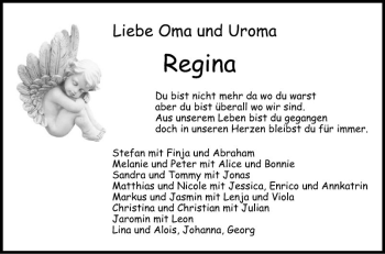 Traueranzeige von Regina  von Fränkische Nachrichten