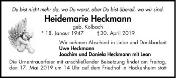 Traueranzeige von Heidemarie Heckmann von Schwetzinger Zeitung