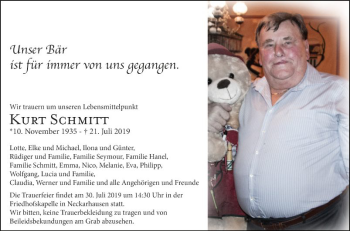 Traueranzeige von Kurt Schmitt von Mannheimer Morgen