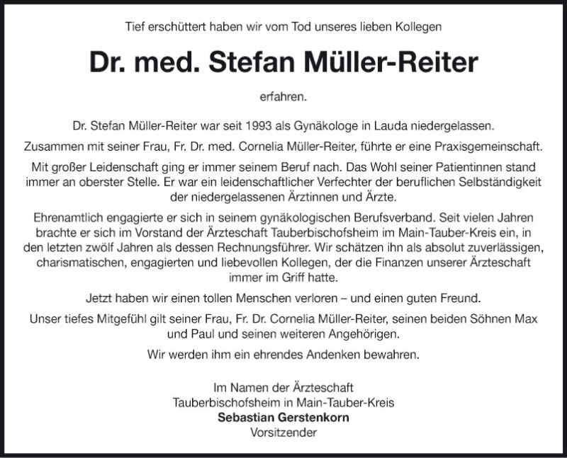  Traueranzeige für Stefan Müller-Reiter vom 23.07.2019 aus Fränkische Nachrichten
