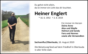 Traueranzeige von Heiner Englert von Fränkische Nachrichten
