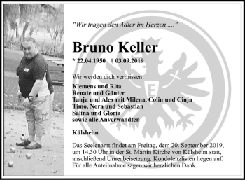 Traueranzeige von Bruno Keller 