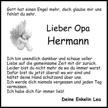 Traueranzeige von Hermann  von Fränkische Nachrichten