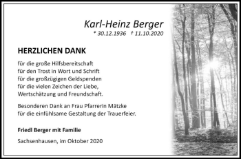 Traueranzeige von Karl-Heinz Berger von Fränkische Nachrichten