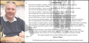 Traueranzeige von Markus  von Fränkische Nachrichten