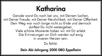 Traueranzeige von Katharina Friedrich von Schwetzinger Zeitung