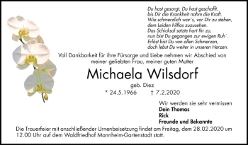 Traueranzeige von Michaela Wilsdorf von Mannheimer Morgen