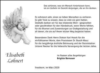 Traueranzeige von Elisabeth Lohnert von Mannheimer Morgen