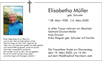 Traueranzeige von Elisabetha Müller von Südhessen Morgen