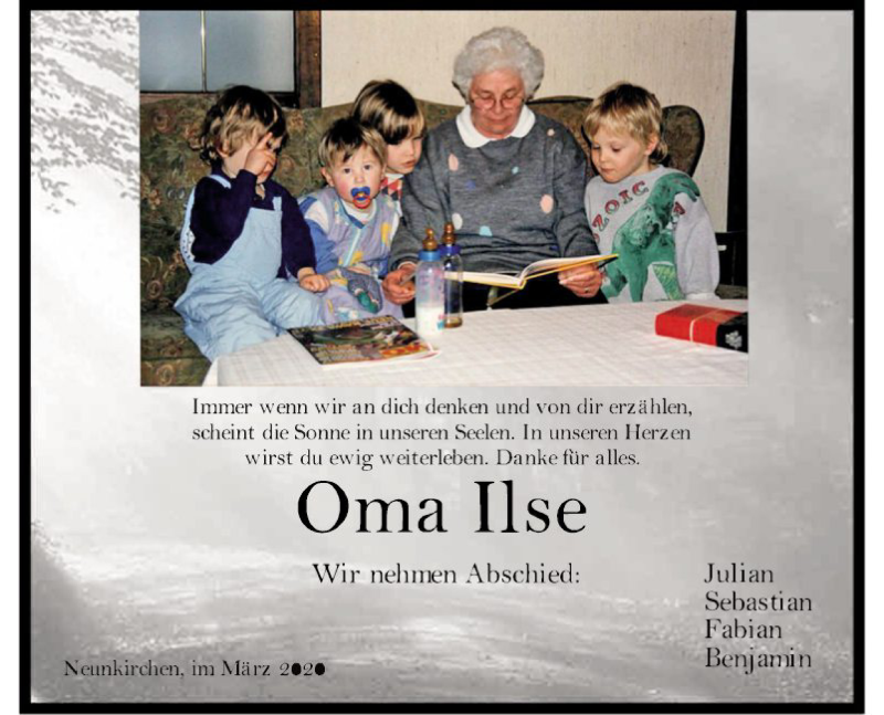  Traueranzeige für Ilse Kühlwein vom 23.03.2020 aus Fränkische Nachrichten