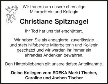 Traueranzeige von Christiane Spitznagel von Fränkische Nachrichten