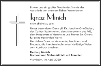 Traueranzeige von Ignaz Minich von Südhessen Morgen