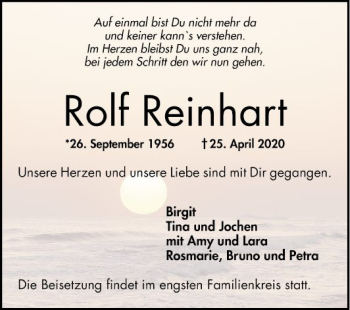 Traueranzeige von Rolf Reinhart von Mannheimer Morgen