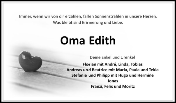 Traueranzeige von Edith Reinhart von Fränkische Nachrichten