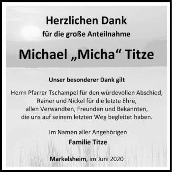 Traueranzeige von Michael Titze von Fränkische Nachrichten