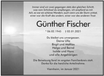 Traueranzeige von Günther Fischer von Südhessen Morgen