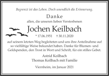 Traueranzeige von Jochen Keilbach von Südhessen Morgen