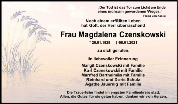 Traueranzeige von Magdalena Czenskowski von Fränkische Nachrichten