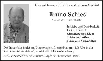 Traueranzeige von Bruno Schies 