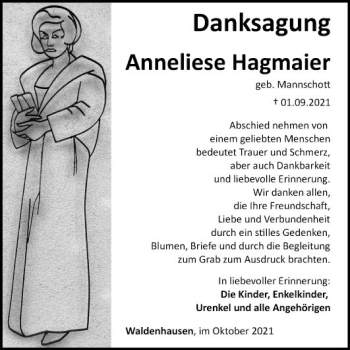 Traueranzeige von Anneliese Hagmaier von Fränkische Nachrichten