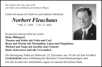 Traueranzeige von Norbert Fleuchaus von Fränkische Nachrichten