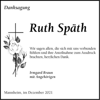 Traueranzeige von Ruth Späth von Mannheimer Morgen