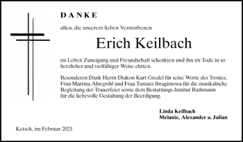 Traueranzeige von Erich Keilbach von Schwetzinger Zeitung