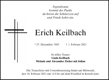 Traueranzeige von Erich Keilbach von Schwetzinger Zeitung