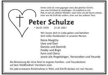 Traueranzeige von Peter Schulze von Südhessen Morgen