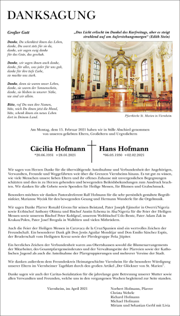 Traueranzeige von Hans Hofmann von Südhessen Morgen