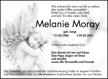 Traueranzeige von Melanie Moray von Südhessen Morgen