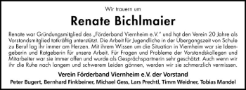 Traueranzeige von Renate Bichlmaier von Südhessen Morgen