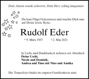 Traueranzeige von Rudolf Eder von Mannheimer Morgen