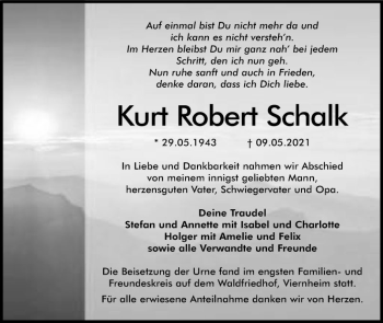 Traueranzeige von Kurt Robert Schalk von Südhessen Morgen