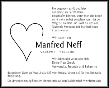 Traueranzeige von Manfred Neff von Südhessen Morgen