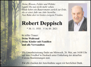 Traueranzeige von Robert Deppisch von Fränkische Nachrichten