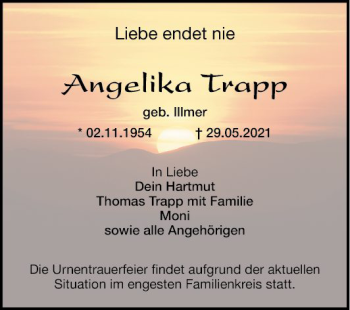 Traueranzeige von Angelika Trapp von Mannheimer Morgen
