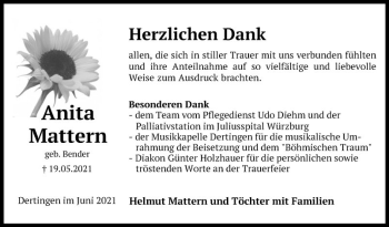 Traueranzeige von Anita Mattern von Fränkische Nachrichten